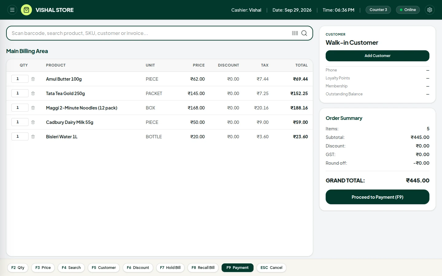 Barcode checkout on the Bill24 desktop till.